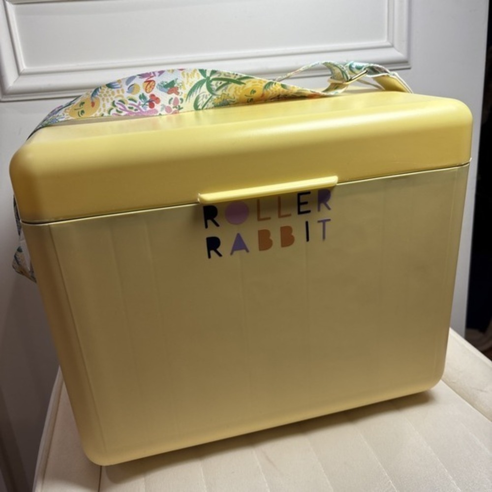 Roller Rabbit Target Yellow Hard Sided Cooler with Floral Shoulder Strap 11qt